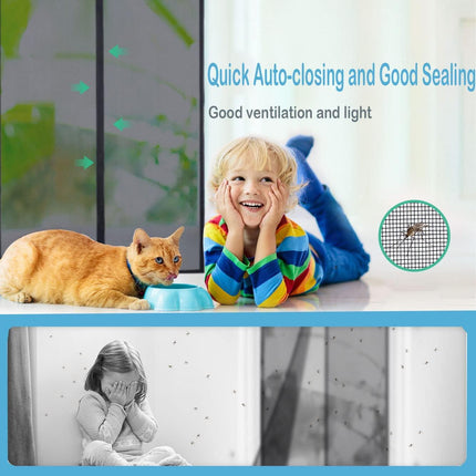 Magnetic Screen Door, Heavy Duty Self-Sealing, Screen Size 50"x81", Fit Door Size up to 48x80 Inches, Hands-Free Durable Fiberglass Screen Doors with Gravity Sticks, Push Pins, Frame Hook&Loop Strips.