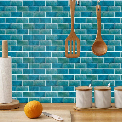 18 Sheet Peel and Stick Tile Backsplash Self Adhesive Removable Stick On Kitchen Backsplash Tiles 3D Vintage Wall Tiles Design Peacock Blue 5 91x11 81 inch.