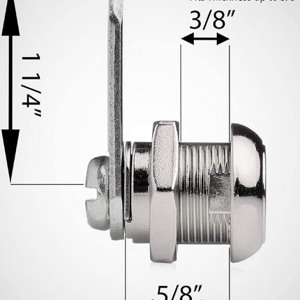 Us General Cabinet Replacement Keyed Cabinet Locks Alike Keyed 3/4 Cylinder Cam Locks 5/8 inch Mailbox Lock Replacement 16mm for Cabinet Security RV Mailbox Toolbox Locks 2Pack.
