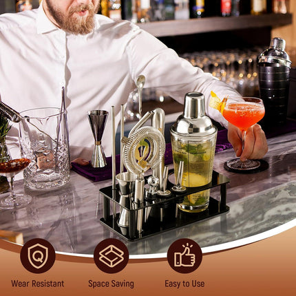 Professional Cocktail Shaker Stand, Bartender Kits Storage Stand, Bartending Tool Holder for Bar Cocktail, Black.