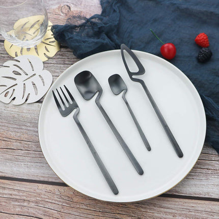 JASHII Flatware Set 32-piece Silverware Set Matte Finished Cutlery Set Service for 8 Include Knife/Fork/Spoon/Coffee spoon Dishwasher Safe (Black).