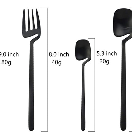 JASHII Flatware Set 32-piece Silverware Set Matte Finished Cutlery Set Service for 8 Include Knife/Fork/Spoon/Coffee spoon Dishwasher Safe (Black).