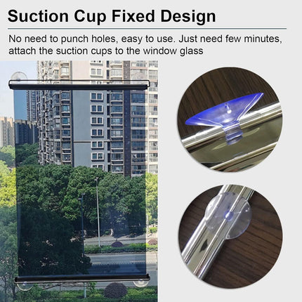 LXLA One-Way Mirror Roller Shade with Suction Cups, Punch-Free Single Way See-Through Clear Sun Blocking Reflective Insulation Curtain, Window (Size : 33×100cm/13×39in).