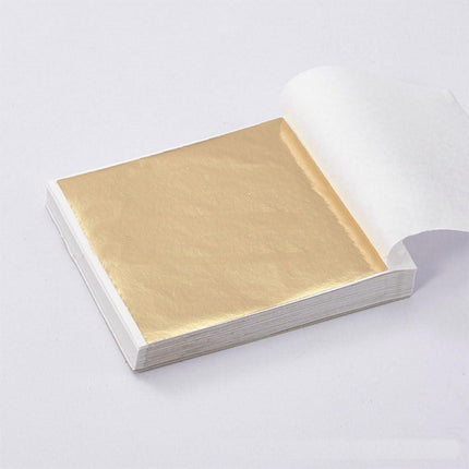 100PCS 24K Pure Genuine Gold Leaf Foil Sheet Gold Decoration (Champagne).