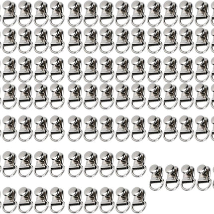 100 Sets D Ring Shoelace Buckle, Brass Metal Boot Lace Hooks Eyelet Repair Kit Bag Rivet Tool For Shoe Leather Diy Craft Boot Silver 9x14mm.
