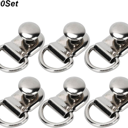 100 Sets D Ring Shoelace Buckle, Brass Metal Boot Lace Hooks Eyelet Repair Kit Bag Rivet Tool For Shoe Leather Diy Craft Boot Silver 9x14mm.