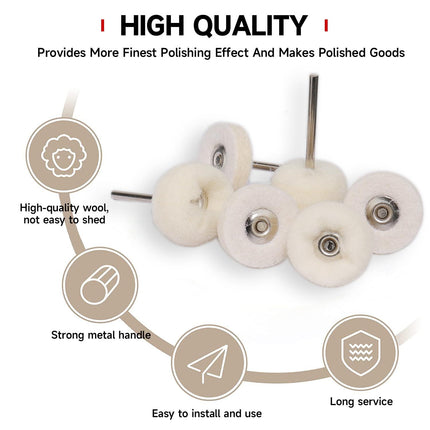 50 PCS 1 Inch Wool Felt Polishing Accessory Kits, 25 Each Spherical/Flat Buffing Wheels for Proxxon Dremel Rotary Tool - 1/8" Shank, Ideal for Wood Metal Jewelry and Glass Polishing.