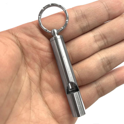 2PCS Mini Stainless Steel Survival Whistle Perfect for Camping, Hiking and Boating Loud Emergency Whistle with Far Distance Rang for Sporting Events and Call Your Dog，Keychain Included.