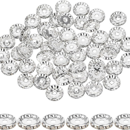 Rhinestone Beads for Pens Making, 100 Pcs 12mm Bulk Beadable Spacer Beads Rhinestone Bead Glitter Wave Diamond Crystal Bead for DIY Pens Bracelet Jewelry Making Craft Supplies(Style2).