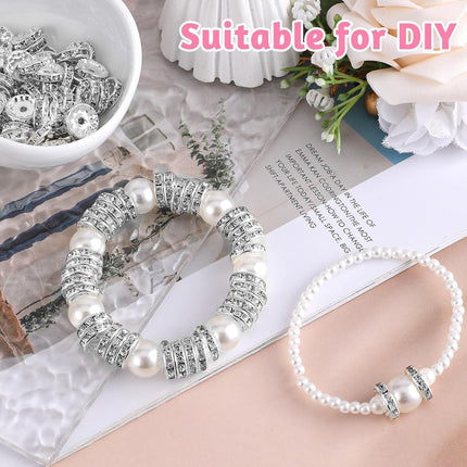 Rhinestone Beads for Pens Making, 100 Pcs 12mm Bulk Beadable Spacer Beads Rhinestone Bead Glitter Wave Diamond Crystal Bead for DIY Pens Bracelet Jewelry Making Craft Supplies(Style2).