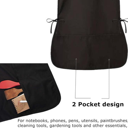 6 Pack Cobbler Apron for Women Men, Universal Adult Smock Aprons with 2 Pockets, Black Waterproof Cleaning Apron for Painting, Work, Hairstylist, Housekeeping, Kitchen, Unisex.