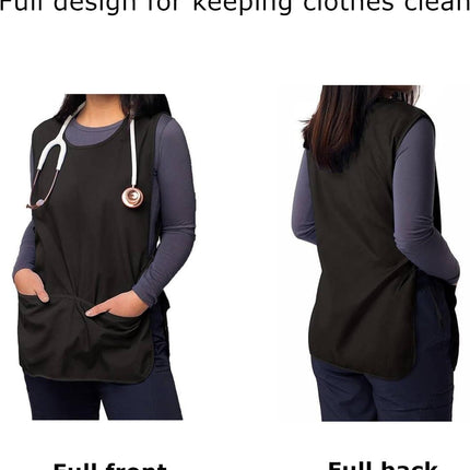 6 Pack Cobbler Apron for Women Men, Universal Adult Smock Aprons with 2 Pockets, Black Waterproof Cleaning Apron for Painting, Work, Hairstylist, Housekeeping, Kitchen, Unisex.