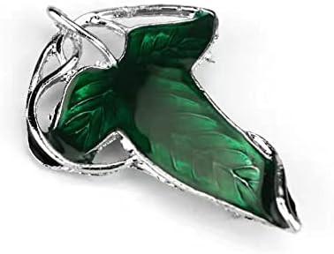 Alloy Elven Leaf Brooch - Green Leaf Clasp Pin - Elven Cloak Clasp - Costume Accessory - Movie Inspired - Gift for Elves Fans.