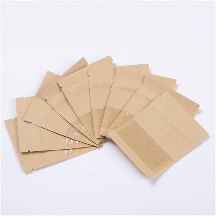 100Pcs 7×9cm Sealable Kraft Paper Bag with Transparent Window, 2.7×3.5'' Seed Coin Envelope Bags for Flower Vegetable Food Seeds Storage, Coffee Bags, Business Sample Bag.