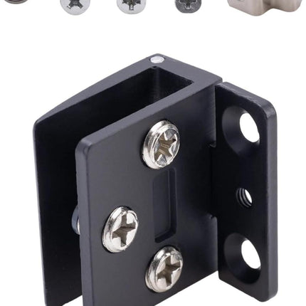 2 Pcs Black Zinc Alloy 90 Degree Frame Glass Cabinet Door Hinges, Wine Glass Frameless Door Hinge, Hinge Clamp, Tempered Glasses Hinges.