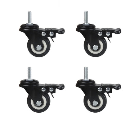 4Pcs 1.5 Inch Heavy Duty Caster Wheels Swivel Casters with Brake and M8 Threaded Stem, Loading 50kg/110lbs Black Rubber.
