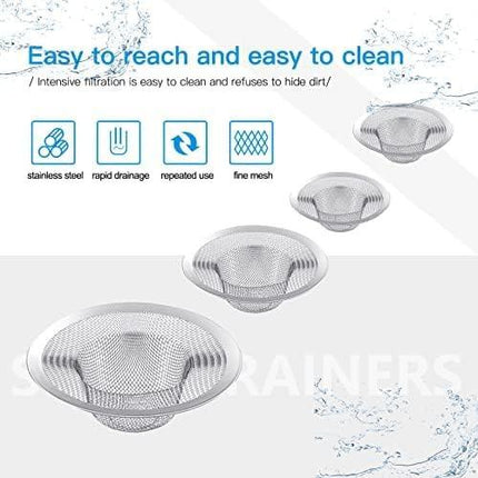 4PCS Heavy Duty Stainless Steel Sink Strainer,Sink Basket Set, Fits Most Kitchen Sinks 4.5'', Bathroom Sinks 2.75'',Shower Drains.