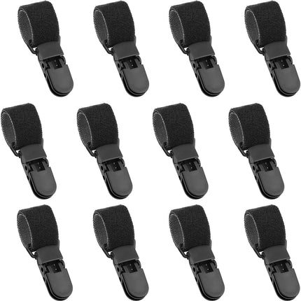 12 Pack Garden Flag Clips Anti Wind Garden Flag Stand Stoppers Flags Pole Clips to Hold Flags in Place, Support Rod Accessories (Black).