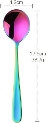 7-Inch Soup Spoons,  6 Pieces Bouillon Spoon,18/10 Stainless Steel Finished Table Dinner Spoons Set of 6 (Rainbow).