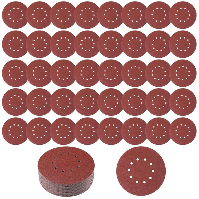 50 Pcs 9-Inch 10-Hole Drywall Sanding Discs Set, 10 Each of 60 80 120 150 240 Grits Hook-and-Loop Sanding Discs for 9" Drywall Sander, Wood Furniture Finishing.