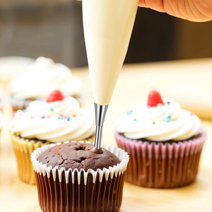 6 Pcs Cream Icing Piping Nozzle Tip, Stainless Steel Long Cream Puff Nozzle, Cupcake Filler Tool, Piping Tips for Filling Donuts Birthday Cake and Other Pastries.