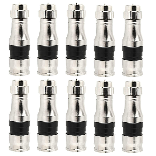 RG11 Connectors 10 Pack,F Type Connectors,RG11 Coax Cable Compression Fitting with Weather Seal O Ring.