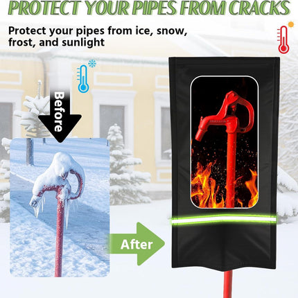 Insulated Outdoor Faucet Covers, 28”H x 15”W Reusable Easy On Cover Sock with Reflect Strip for Winter RV Park Yard Hydrant Freeze Protection Outside Water Spigot Sprinkler.