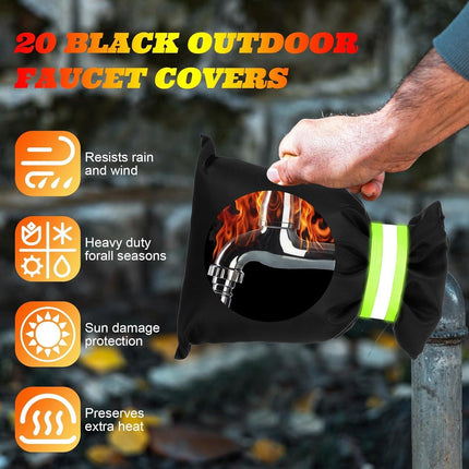 20 Pack Outdoor Faucet Cover for Winter 8.2 x 5.9 Inch Garden Socks with Reflective Strips Freeze Protection Pipe Insulation Reusable Wall Taps Outside.