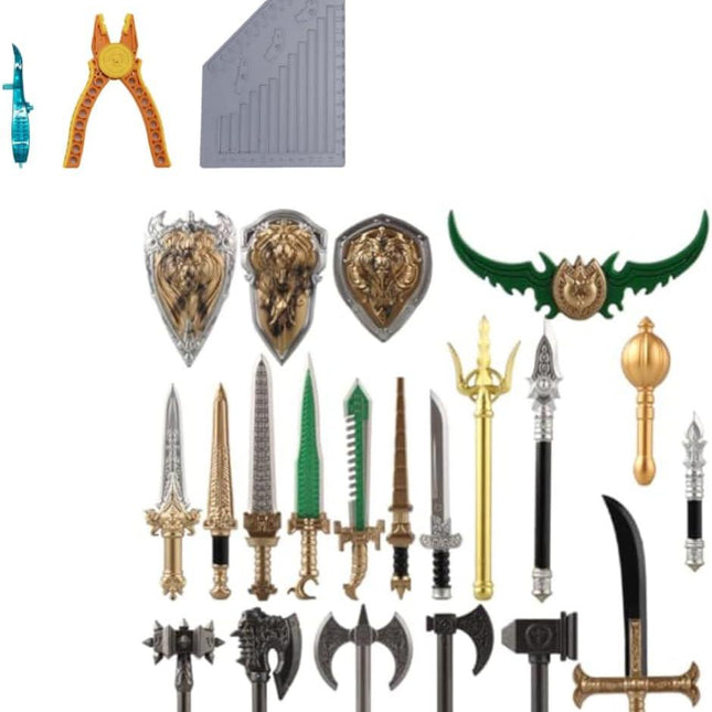 Medieval Weapon Pack Military Weapon Medieval Swords Sabers Bricks, Military Soldier Weapons Accessories Pack Kits, DIY Assembly Building Blocks - 21 Pieces.