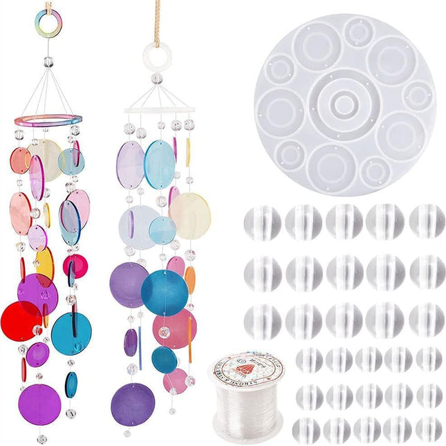Wind Chimes Resin Mold,Silicone Molds for Epoxy Resin,Resin Casting with String Wall Hanging Windchimes Making Kit,DIY Art Craft Bell Window Home Decorations.