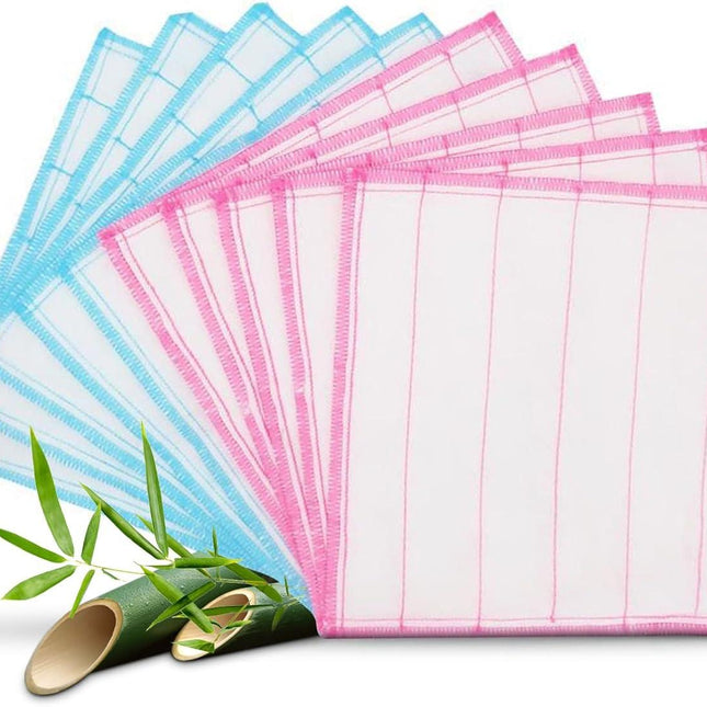 Wood Fiber Kitchen Dishcloths 10 Pack, Reusable and Absorbent Dish Cloths & Dish Towels, No Odor, 8-Layes-Super Absorbent for Kitchen Counter, Dish Washing, Appliances, Car, (12in x12in).