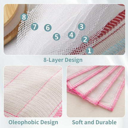 Wood Fiber Kitchen Dishcloths 10 Pack, Reusable and Absorbent Dish Cloths & Dish Towels, No Odor, 8-Layes-Super Absorbent for Kitchen Counter, Dish Washing, Appliances, Car, (12in x12in).