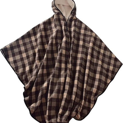 Wheelchair Blanket Adult Fleece-Lined Cape with Hood, Winter Poncho Coat for Women and Men, Warm Blanket.