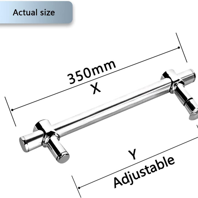 Metal Shower Glass Door Handle, Interior Shower Single Side Door Handle Grab Bar with Accessories Sets - Stainless Steel, Adjustable Hole Distance (Size : 350mm).