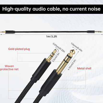 2 Pack 1/8 to 1/4 Stereo Audio Cable, 3.5mm TRS to 6.35mm Audio Cable 4Ft Stereo Cable Braided Hi-Fi Sound Bidirectional Stereo Audio Adapter Jack for Home Theater Devices Guitar Laptop and Amplifiers.