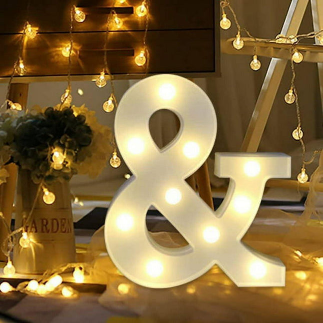A - Z LED Letter Lights Alphabet Light Up Sign Battery Operated Night Lights for Home Party Wedding Christmas Decoration.