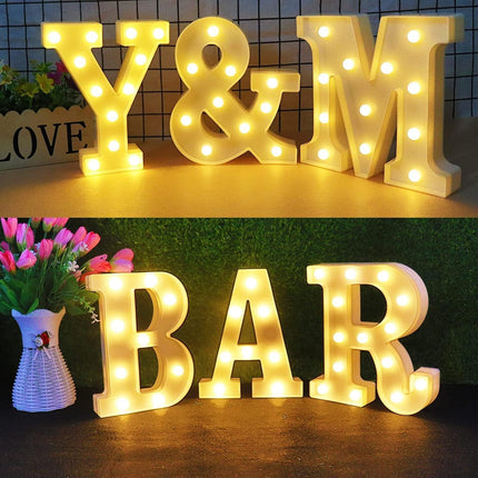 A - Z LED Letter Lights Alphabet Light Up Sign Battery Operated Night Lights for Home Party Wedding Christmas Decoration.
