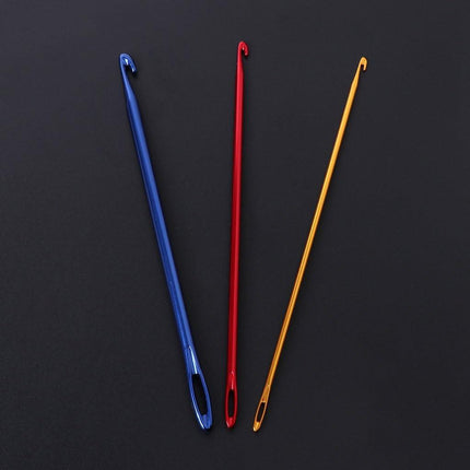 Afghan Aluminium Crochet Hook Knitting Needle Hand Knit Tool with Threading Hole.