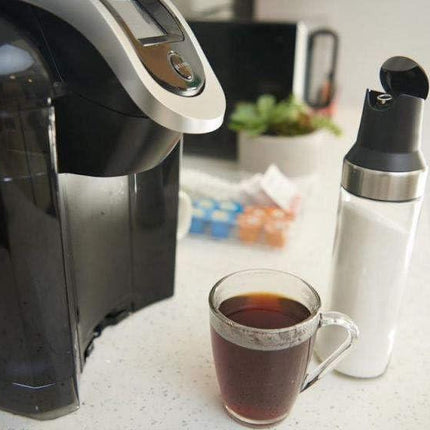 Stainless Steel Improved Design Upgraded Sugar or Creamer Dispenser & Shaker with Labels for Beverages and Cooking Cream Dispenser for Coffee Bar Accessories and Organizer.