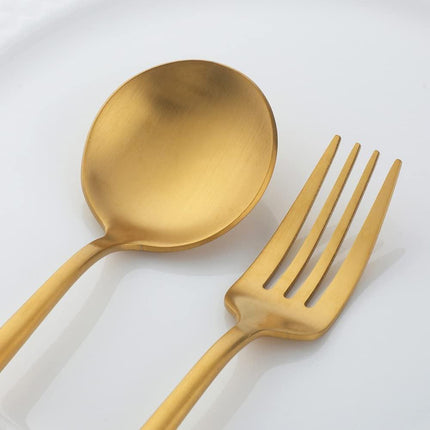 12 PCS Modern Stainless Steel Dinnerware Flatware Set, Reusable Popular Dinner Fork, Widely Use on Home, Restaurant, Party, 8.6 Inch, Gold.