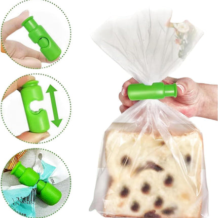 New Squeeze Clips for Chips & Other Food Bags - Grip Sticks & Sealers - Snack Closure - Plastic Sealing Clip for Bread - Colorful 12PC.