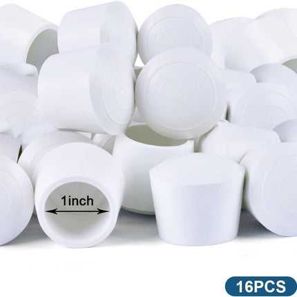 Chair Leg Tips Caps,  1 Inch Non Slip Rubber Bar Stool Caps 16 Pcs Furniture Feet Covers for Floor Protection, White inches.