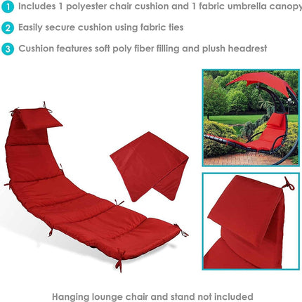 Outdoor Cushion Hammock Chair - Replacement Cushion and Accessories for Hanging Chairs, Chaise Lounges, and Outdoor Lounge Chairs with Fabric and Umbrella Options.