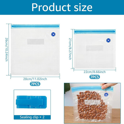 Vacuum Sealer Bags Leak Proof Reusable Food Storage Keep Fresh Easy to Use Zipper Freezer Space Saving Gallon Bag for Kitchens (14).