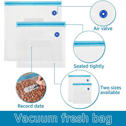 Vacuum Sealer Bags Leak Proof Reusable Food Storage Keep Fresh Easy to Use Zipper Freezer Space Saving Gallon Bag for Kitchens (14).