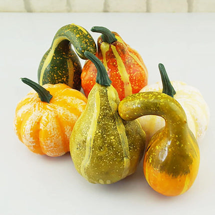 12 Pcs Artificial Pumpkins and Gourds Set, Small Faux Foam Pumpkins Artificial Vegetables for Halloween Fall Thanksgiving Party Table Decoration Supply (12pcs).
