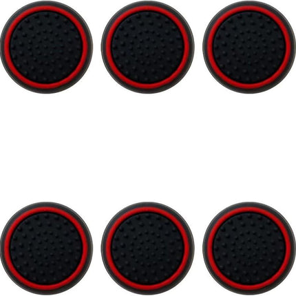 10Pcs Analog Controller Thumb Stick Grip Thumbstick Cap Cover for PS3/PS4/PS5 Controller - Black Background with Red Circle.