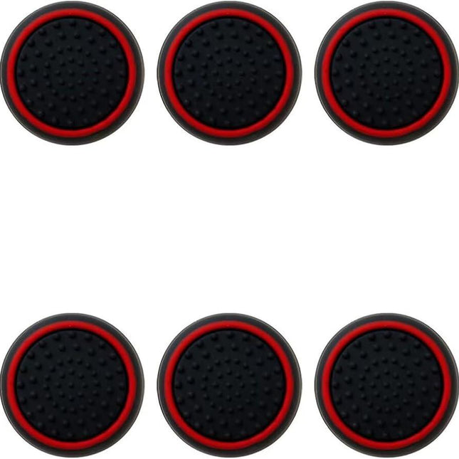 10Pcs Analog Controller Thumb Stick Grip Thumbstick Cap Cover for PS3/PS4/PS5 Controller - Black Background with Red Circle.