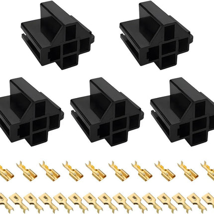 5 PCS Pin Relay Connectors, 12V Socket 30Amp/40Amp Connector with 6.3mm Terminals, Automotive Terminal Relays Case Holder for Cars Trucks SUVs, Car Accessories.