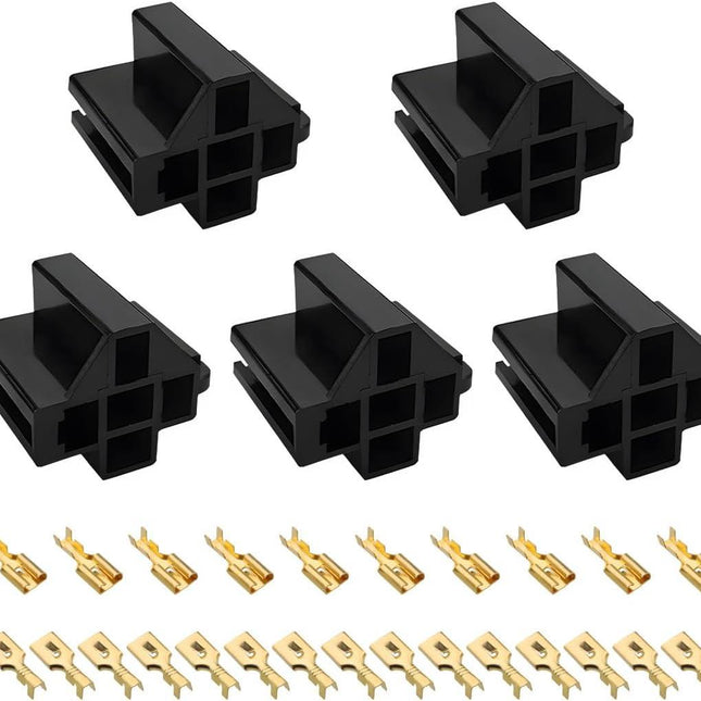 5 PCS Pin Relay Connectors, 12V Socket 30Amp/40Amp Connector with 6.3mm Terminals, Automotive Terminal Relays Case Holder for Cars Trucks SUVs, Car Accessories.